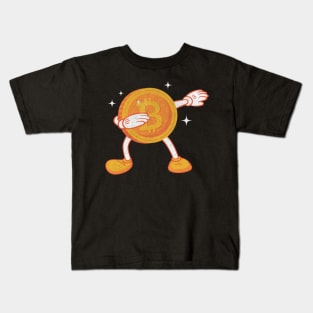 Funny Bitcoin logo dabbing character kids gifts Kids T-Shirt